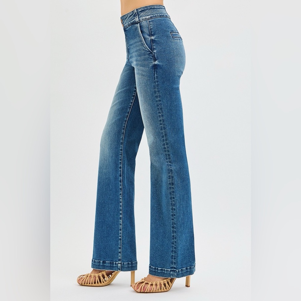 RISEN Tummy Control High Rise Bootcut Jeans with Double Button Waistband - Picture 4 of 7